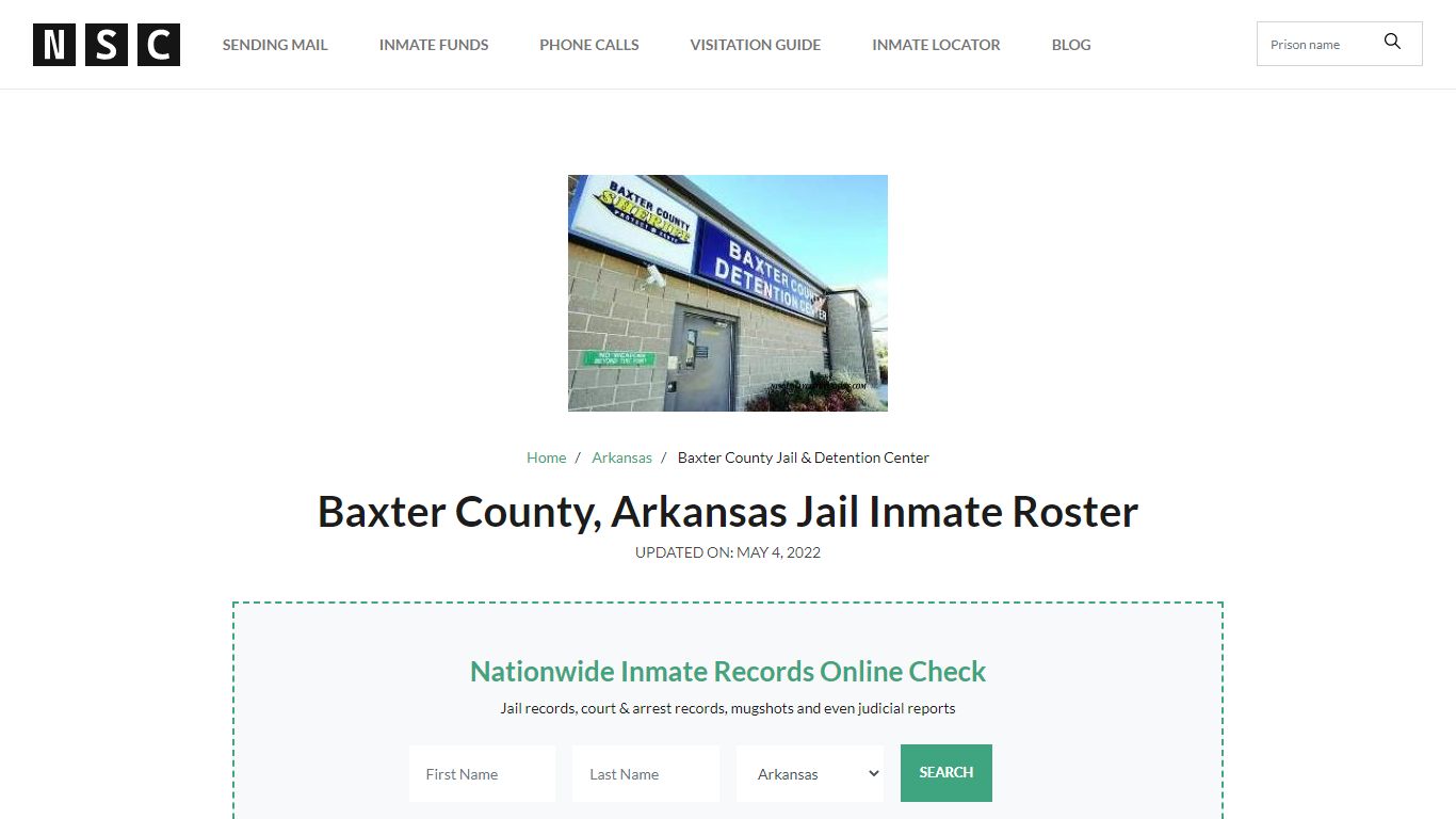 Baxter County, Arkansas Jail Inmate Roster